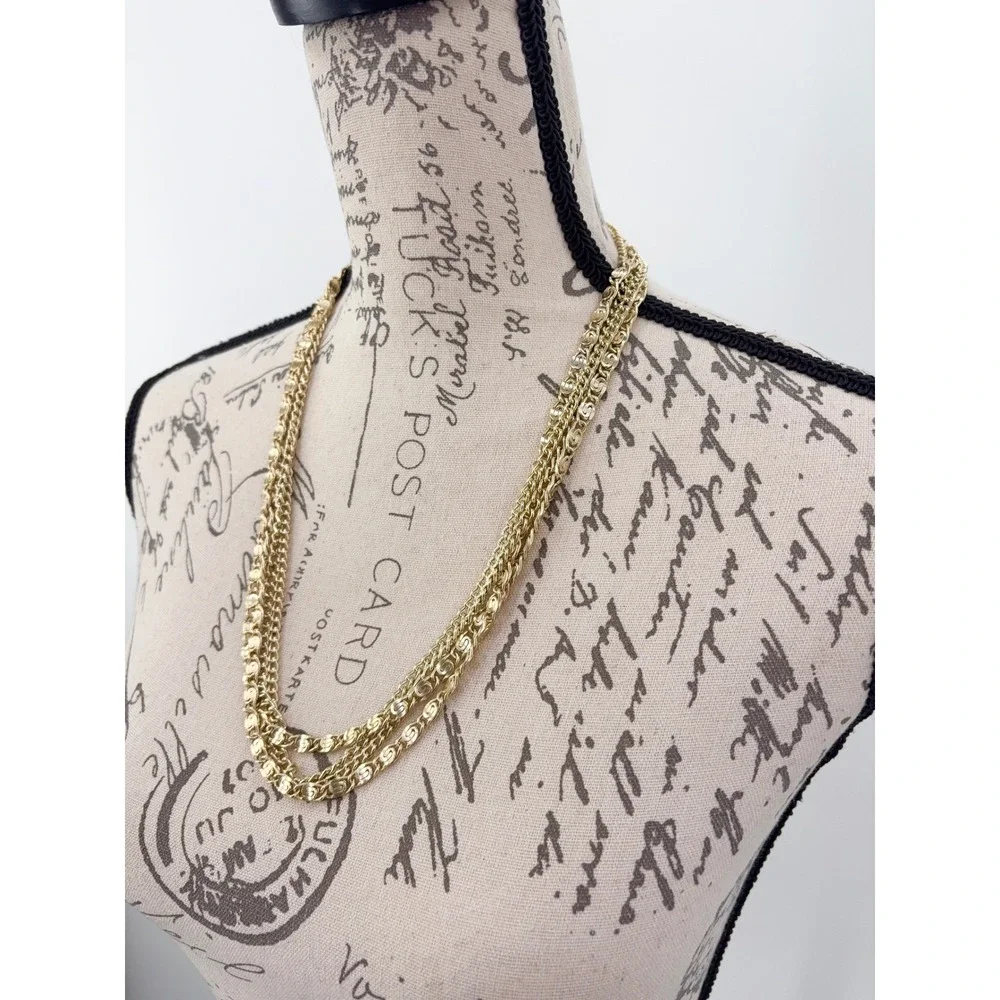 B9 Vintage Sarah Coventry Curb Link‎ Chain Necklace Layered Signed Multi Strand
